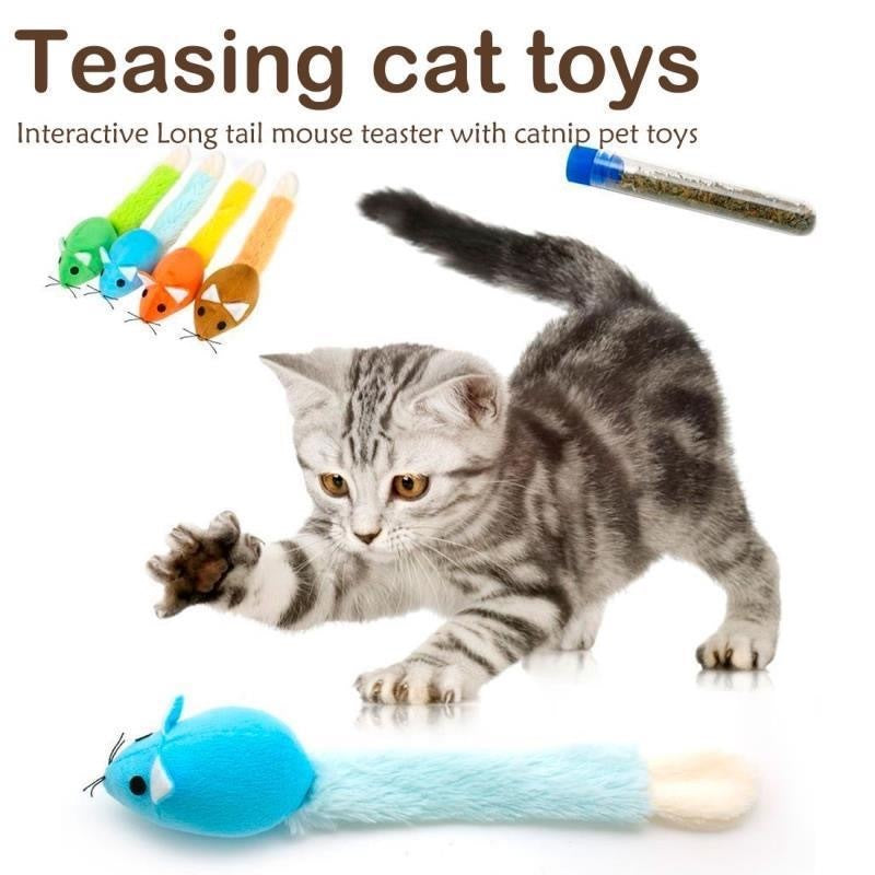 Ratón de cola larga Gato Juguetes para gatos Juguetes divertidos para mascotas Juguetes para gatos Entrenamiento de ratones Juguetes divertidos para jugar Productos interactivos para mascotas