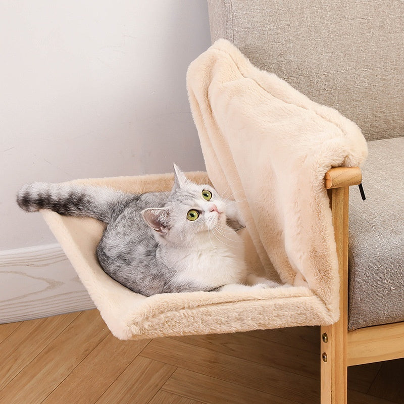 Hamaca en L de Peluche para Gato – Nido Colgante Suave para Mascotas