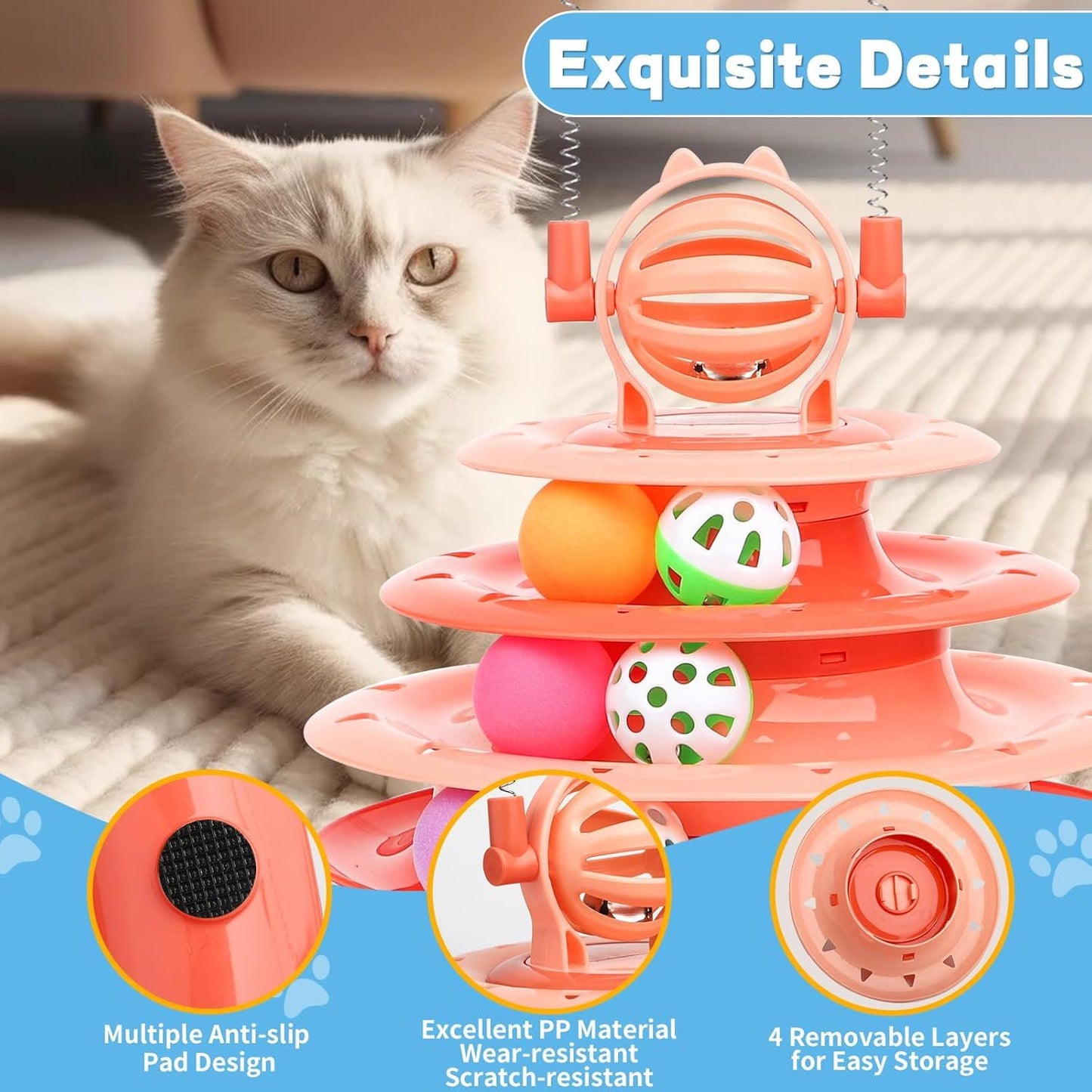 Juguete interactivo tipo rompecabezas con pelota para gatos