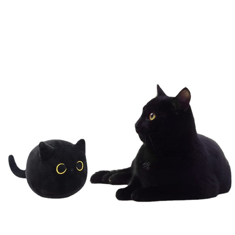 Gato negro esponjoso Juguete cojín de peluche