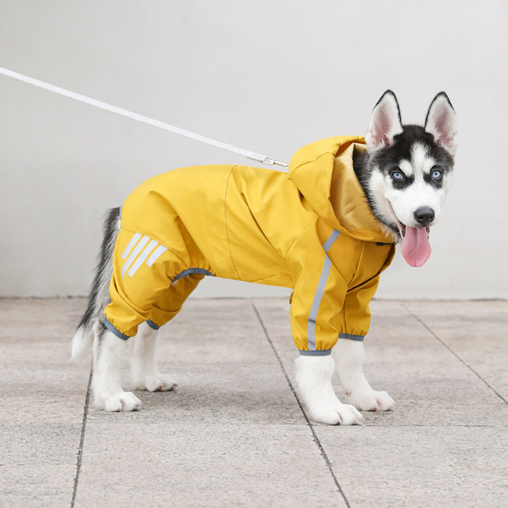 Impermeable reflectante para perros – Chaqueta ligera con capucha y agujero para correa