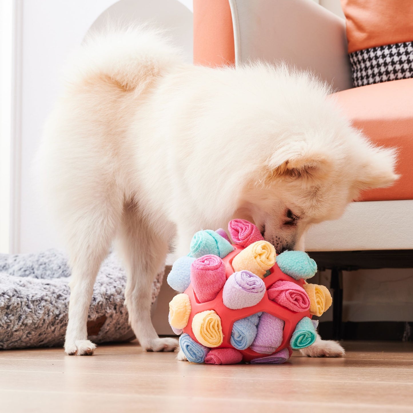 Pelota olfativa interactiva para perros – Juguete de inteligencia plegable, dispensador lento de comida, ideal para entrenamiento y estimulación mental
