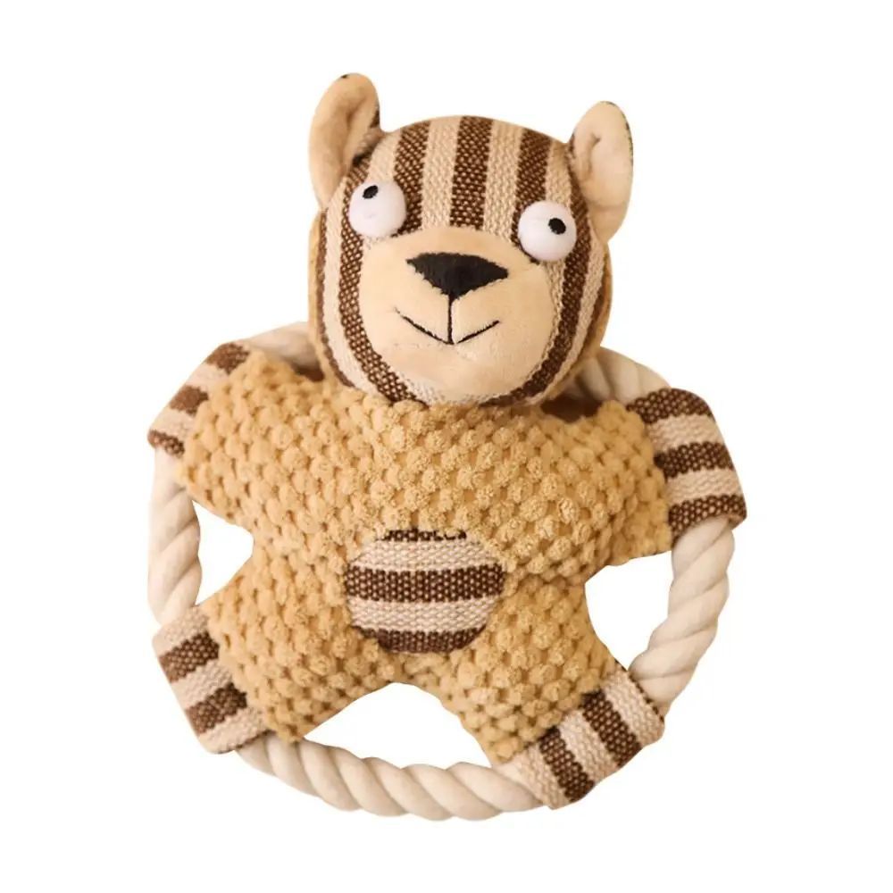 Juguete de cuerda de algodón para mascotas, sonido para perros, limpiador de dientes, cuerda resistente a las mordidas