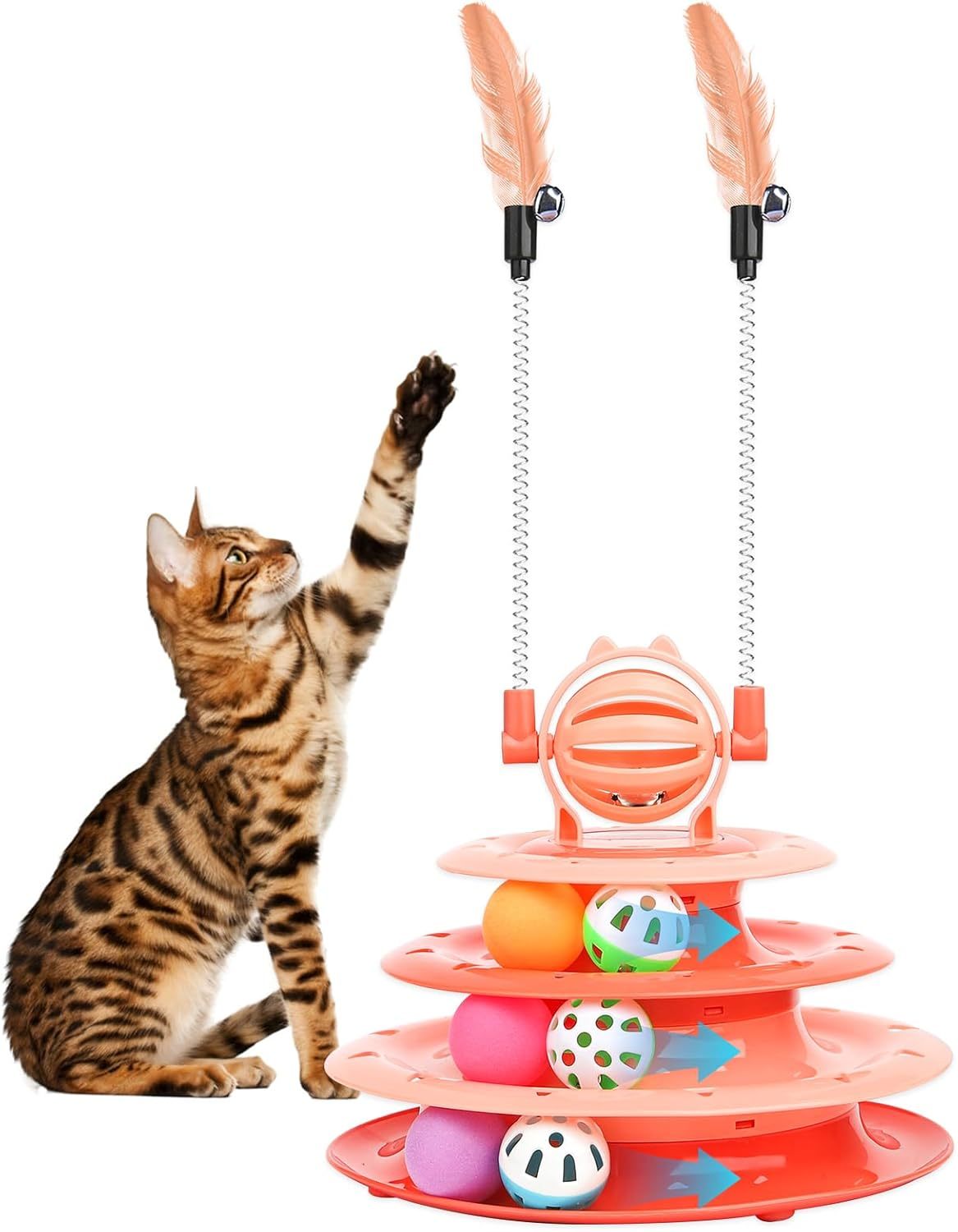 Juguete interactivo tipo rompecabezas con pelota para gatos