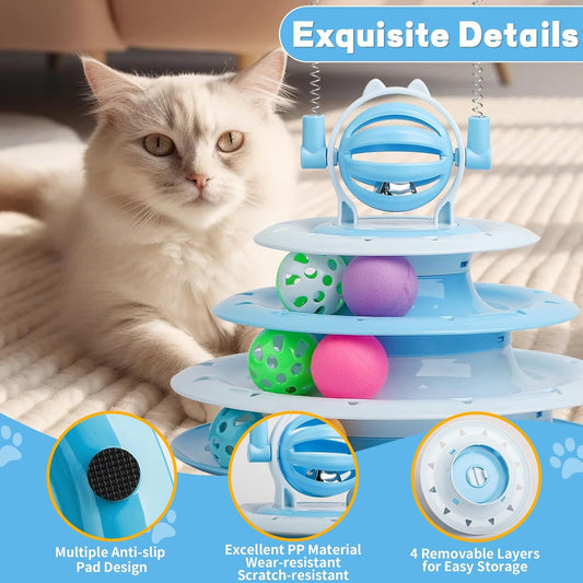 Juguete interactivo tipo rompecabezas con pelota para gatos