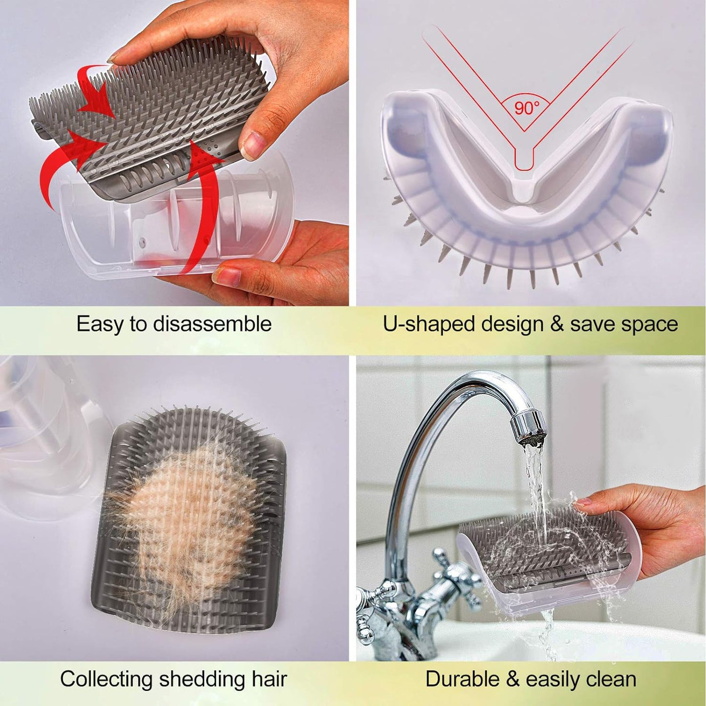 Cepillo de esquina con masajeador suave, ideal para muda de pelo y cepillado diario