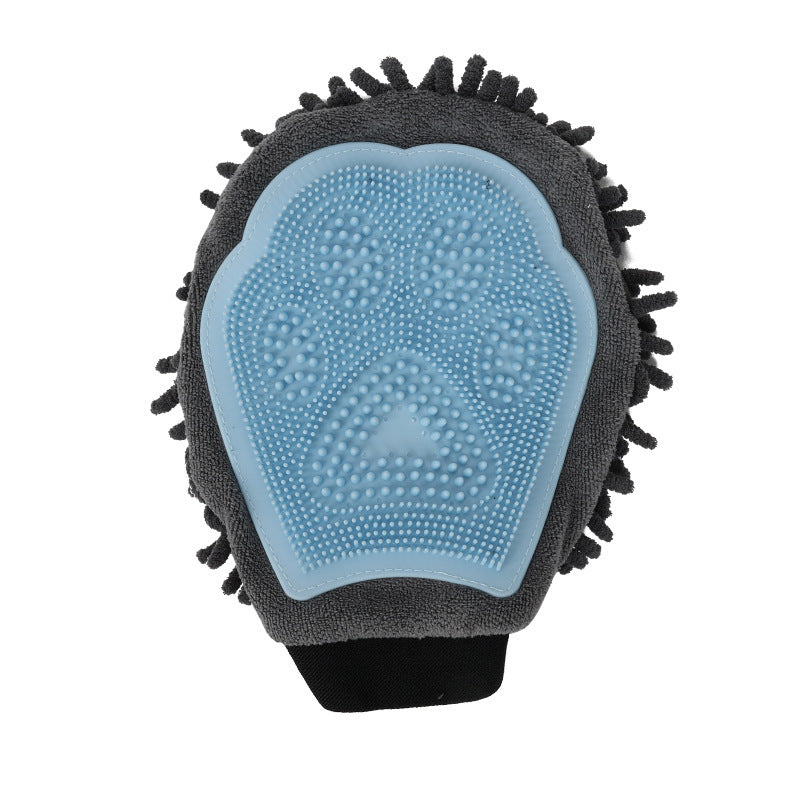 Guante de aseo 2 en 1 Elegante herramienta de aseo para perros para cepillar, masajear y secar Kit de aseo para mascotas para perros y gatos Cepillo de baño de 2 lados Guante de masaje de limpieza