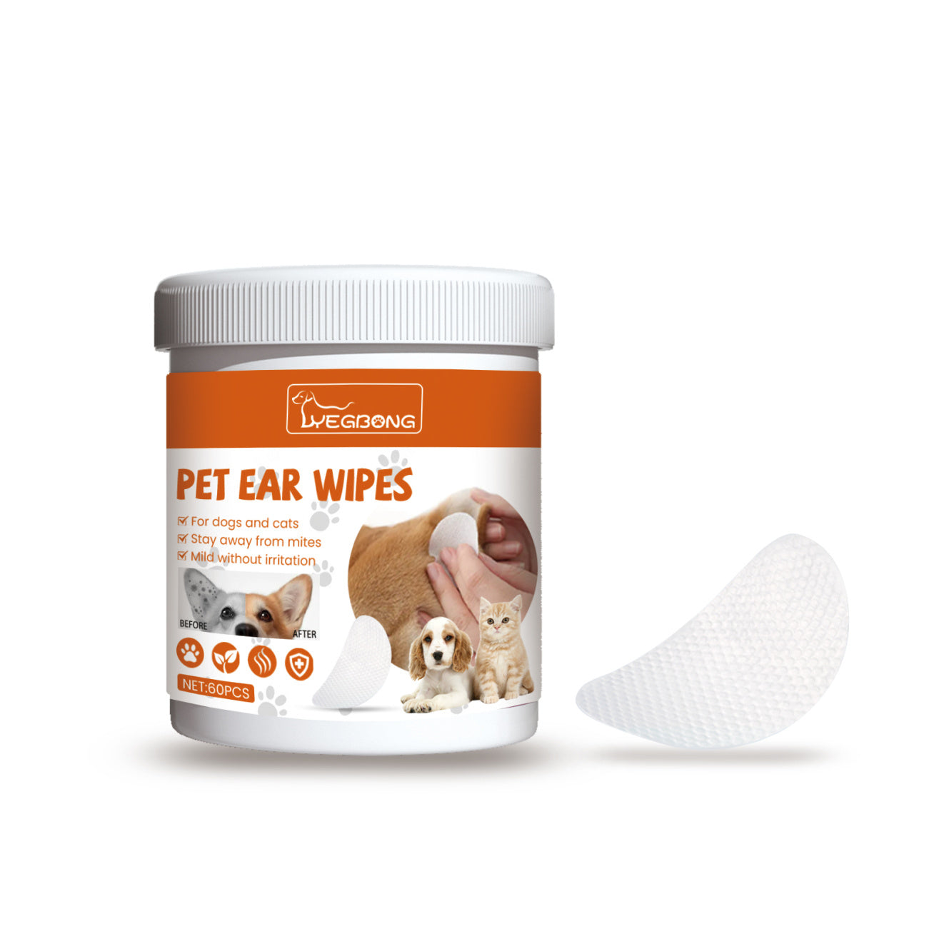 Toallitas para los oídos para mascotas Limpieza de oídos para mascotas Anti-Olor Toallitas de limpieza de cera para los oídos