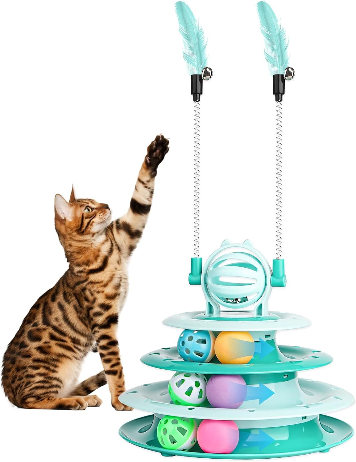 Juguete interactivo tipo rompecabezas con pelota para gatos