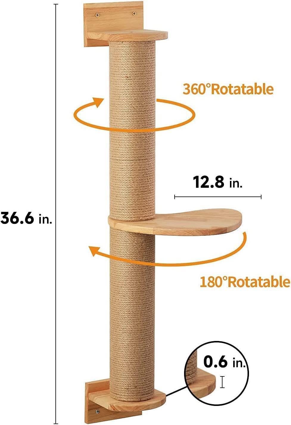 Plataforma de salto de pared colgante de poste de agarre de lino para gatos