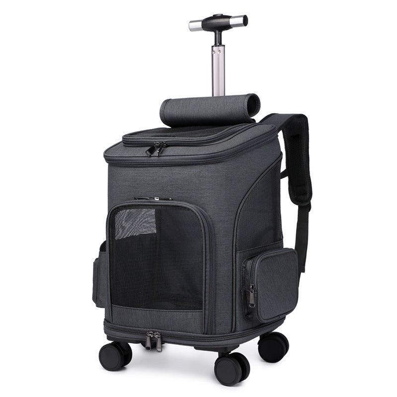 Carro plegable portátil Mochila para mascotas Mochila para gatos de viaje con rueda universal Trolley Bolsa para mascotas