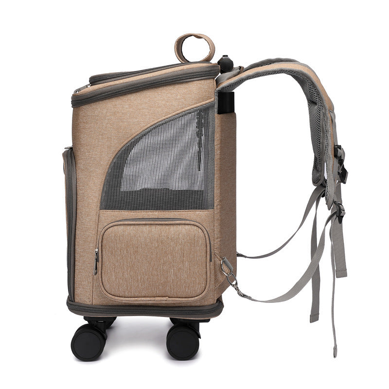 Carro plegable portátil Mochila para mascotas Mochila para gatos de viaje con rueda universal Trolley Bolsa para mascotas