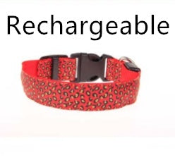 Collar de perro LED Seguridad Collar de mascota de leopardo de nailon ajustable
