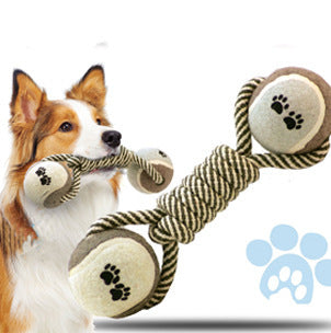 Mancuerna para mascotas, cuerda, pelota de tenis, juguetes para masticar, limpieza de dientes