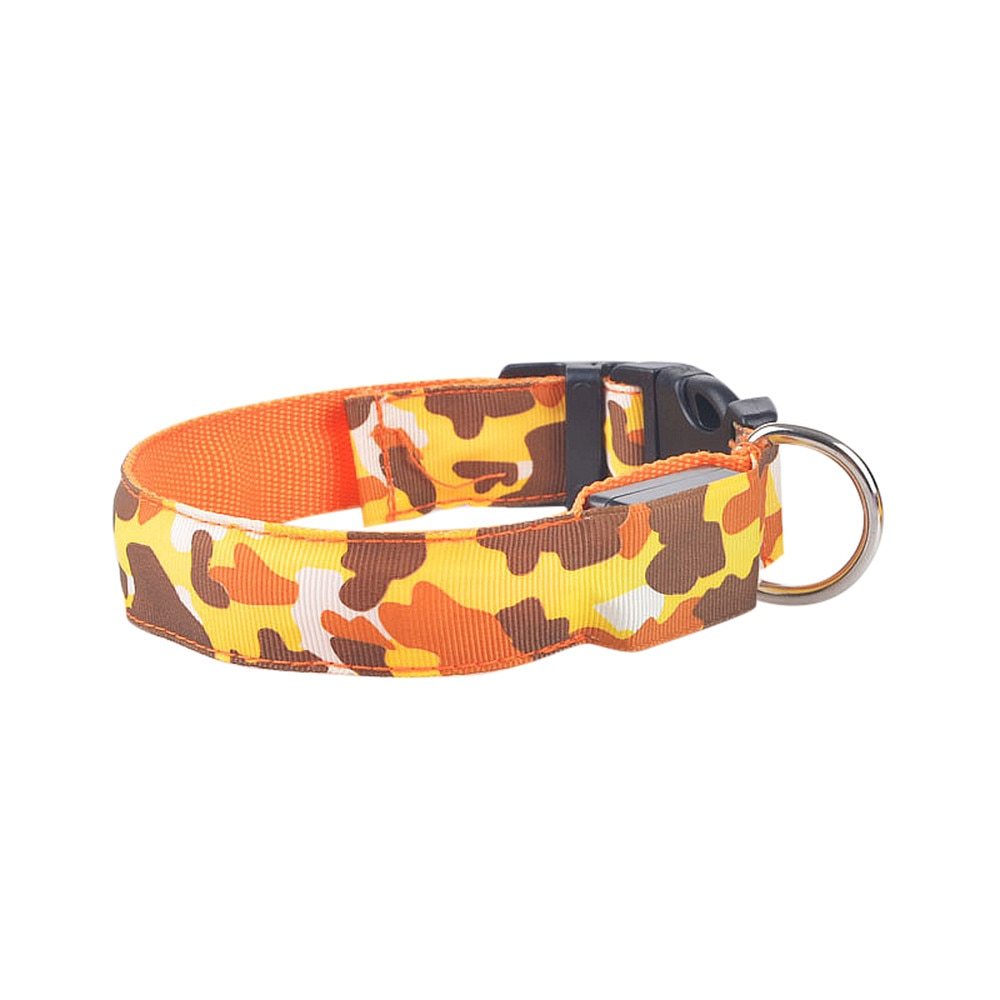 Collar camuflaje luminoso para mascotas, correa