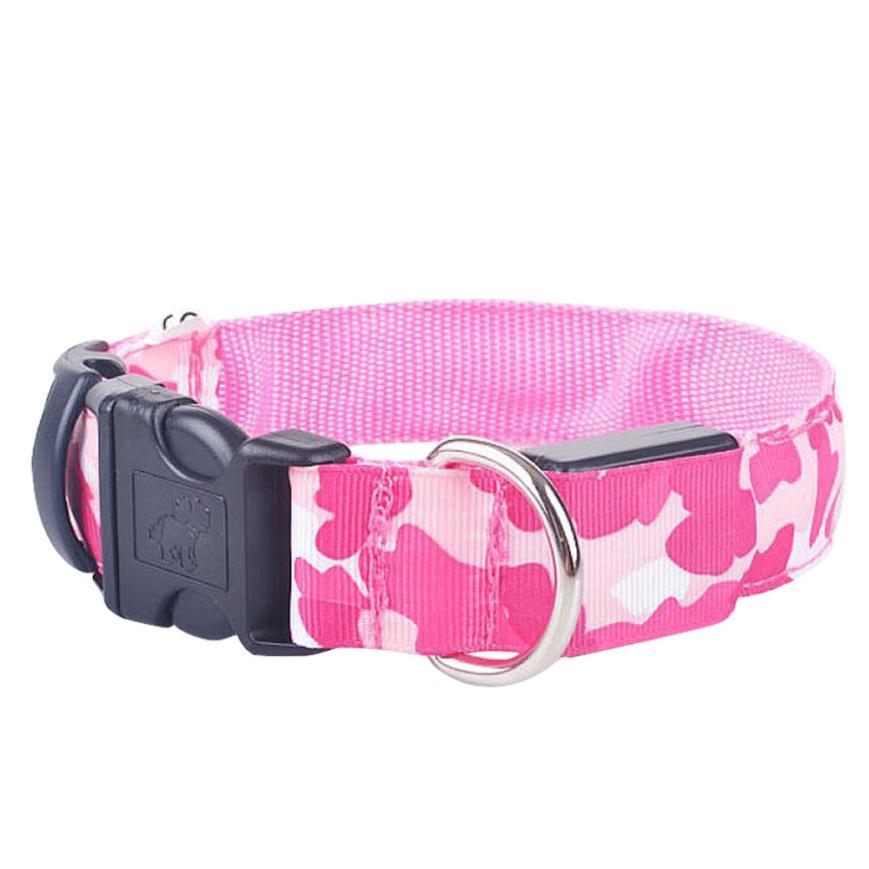 Collar camuflaje luminoso para mascotas, correa