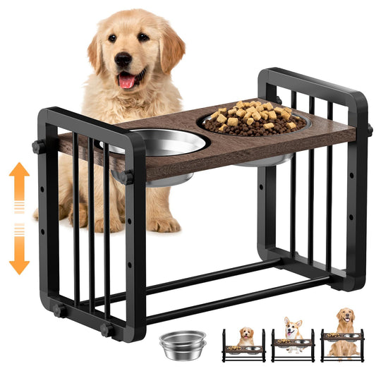 Cuenco para perros con marco de hierro en forma de H ajustable