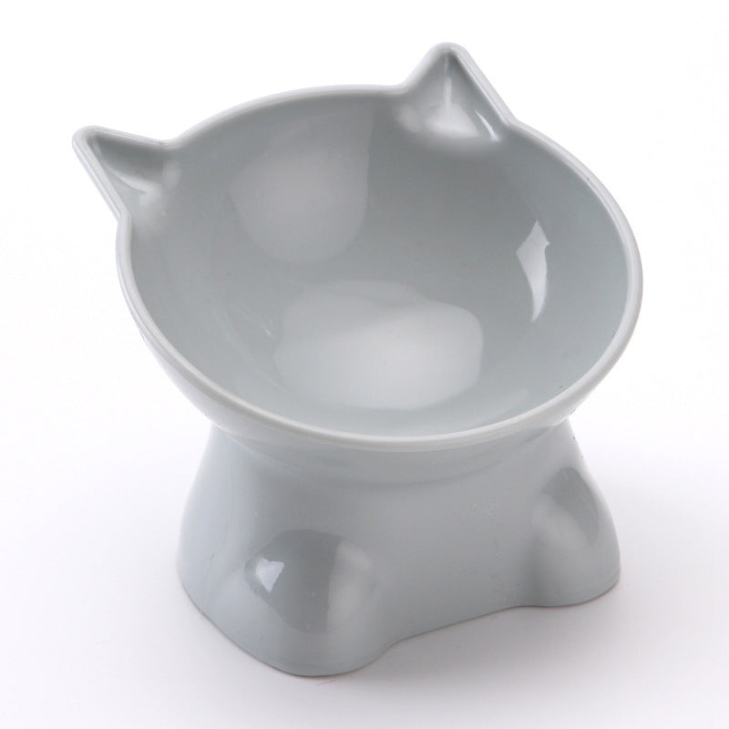 Cuenco de estilo nórdico para mascotas, protector cervical, arrodillamiento, pie alto, anti-caída, plástico, boca oblicua