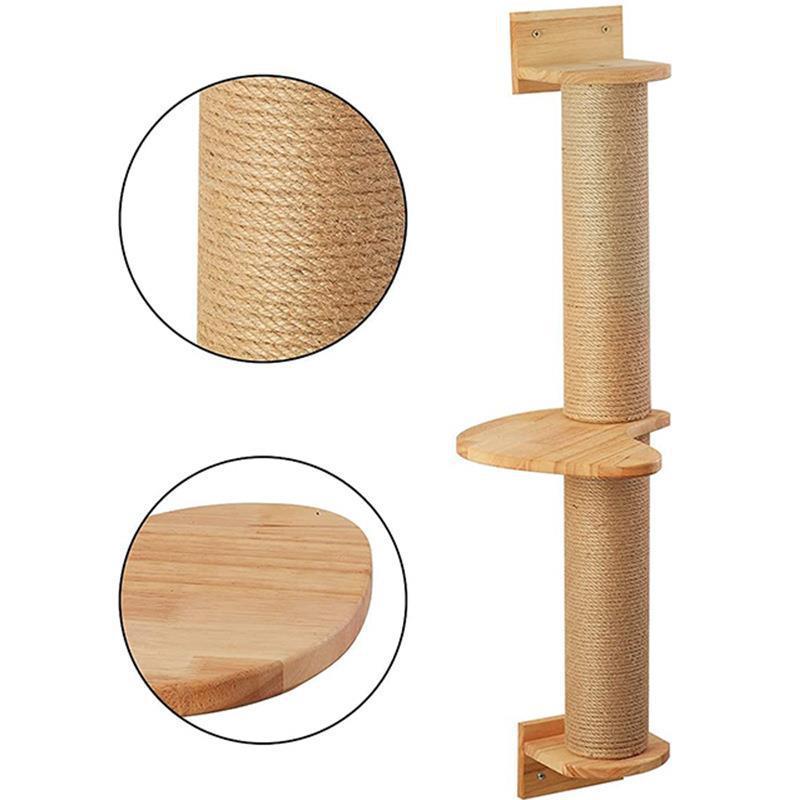 Plataforma de salto de pared colgante de poste de agarre de lino para gatos