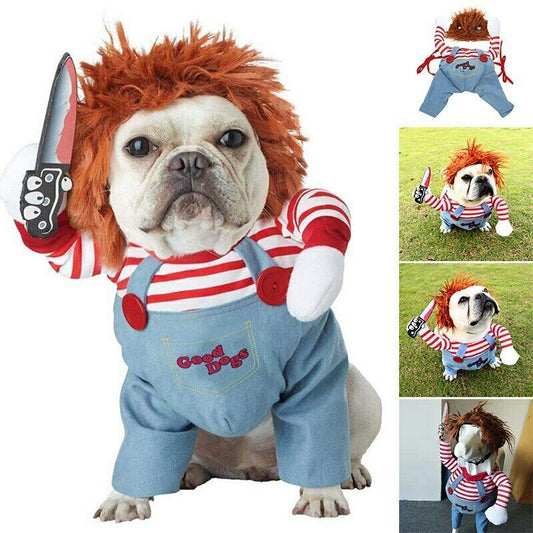 Disfraz de mascota de Halloween, perro, ropa divertida, disfraz de cosplay de perro ajustable, disfraz de miedo, reuniones de fiesta