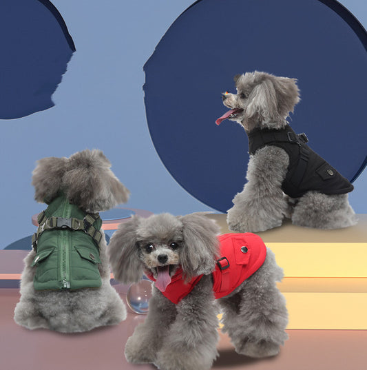 Chaqueta de algodón para perros – Abrigo de invierno con cremallera, cómodo y cálido