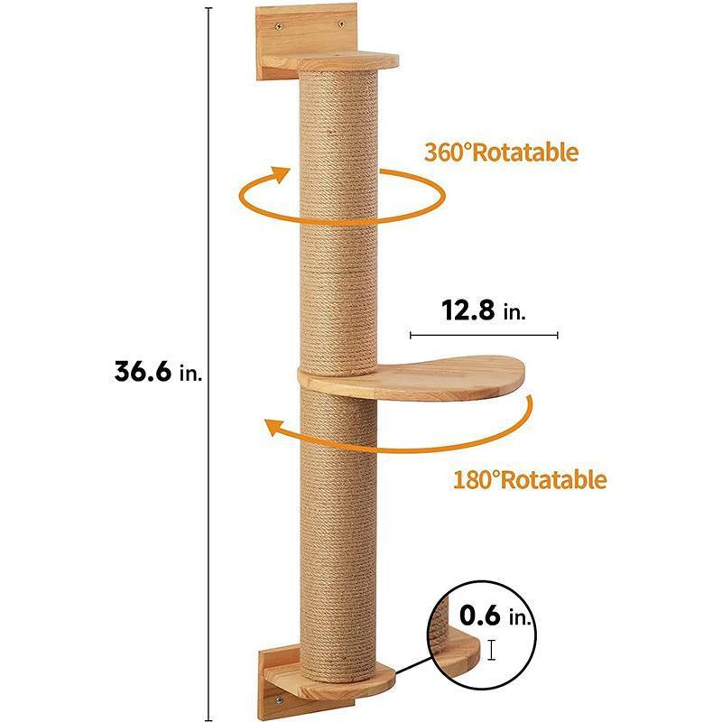 Plataforma de salto de pared colgante de poste de agarre de lino para gatos