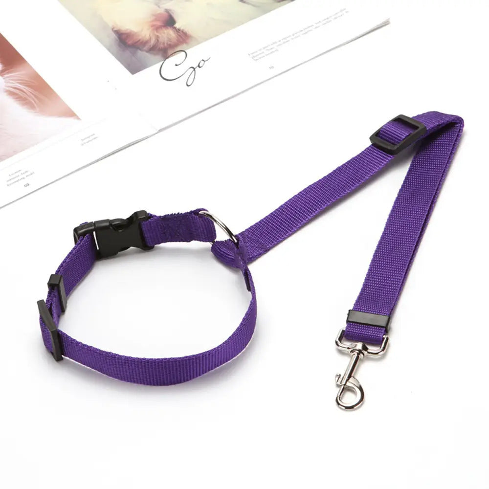 Cinturón de seguridad 2 en 1 para coche – Arnés ajustable para perros y gatos, con correa para viaje seguro